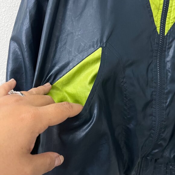 90s Le Coq Sportif Navy Lime Green Windbreaker Jacket Pants 2 Pc Set Size Small - Picture 5 of 13